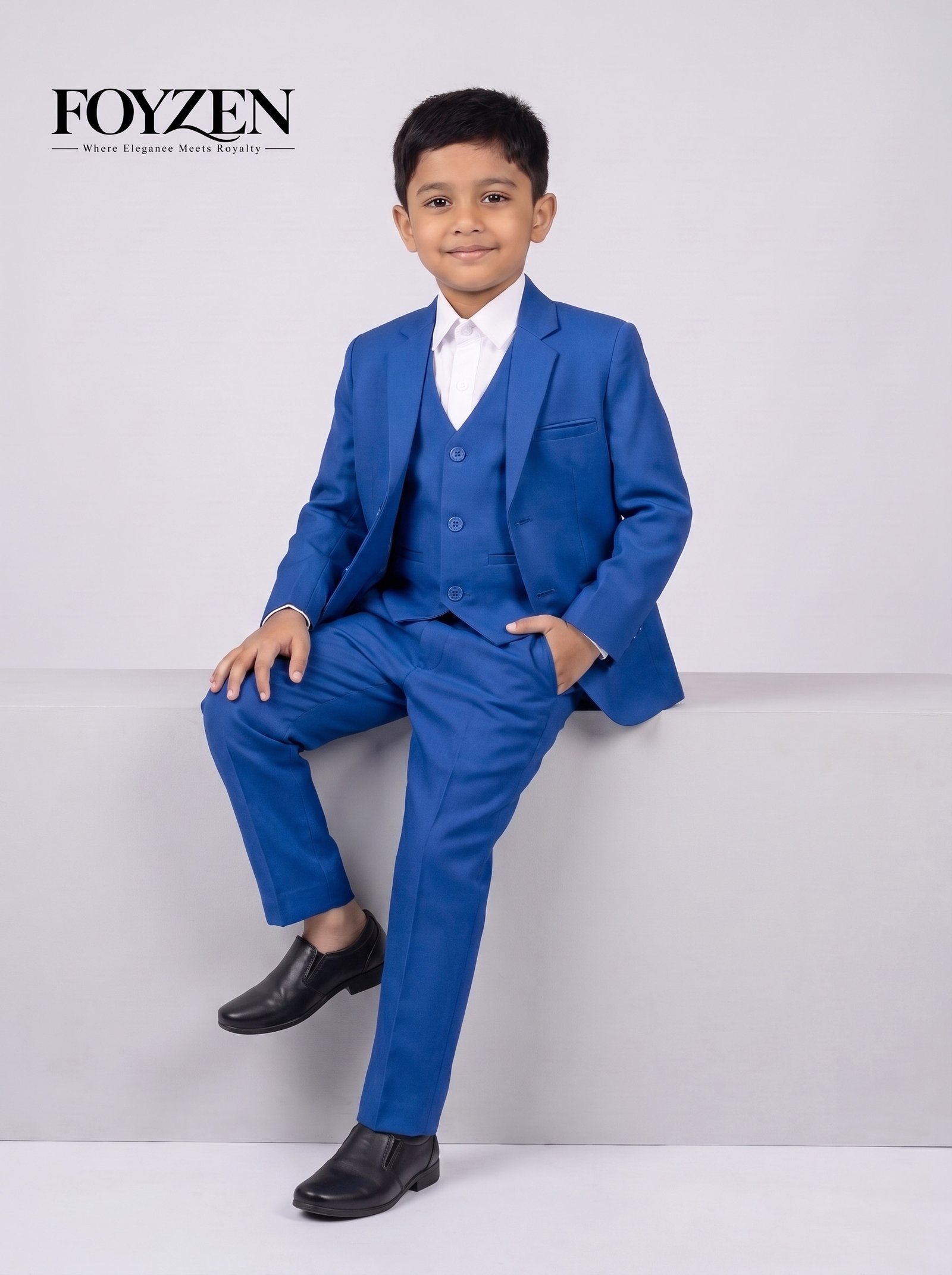 kids Premium royal blue blazer set by foyzen